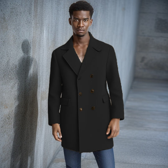 Herren eleganter Doppelreiher-Mantel mit modernem Schnitt und praktischen Taschen EB