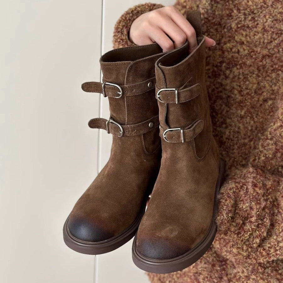 Damen Stiefeletten mit modischem Schnallenverschluss und robustem Profil EB