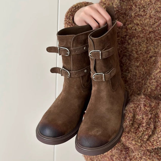 Damen Stiefeletten mit modischem Schnallenverschluss und robustem Profil EB