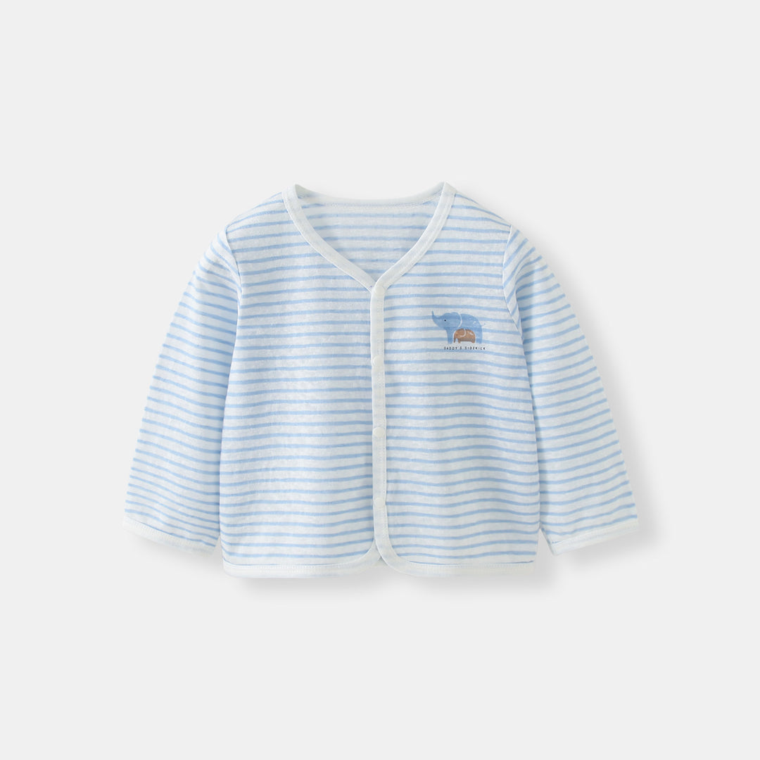 Unisex Nan Soft Organic Cotton Snap-Front Baby Cardigan mit besticktem Elefanten EB