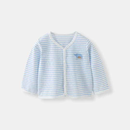 Unisex Nan Soft Organic Cotton Snap-Front Baby Cardigan mit besticktem Elefanten EB