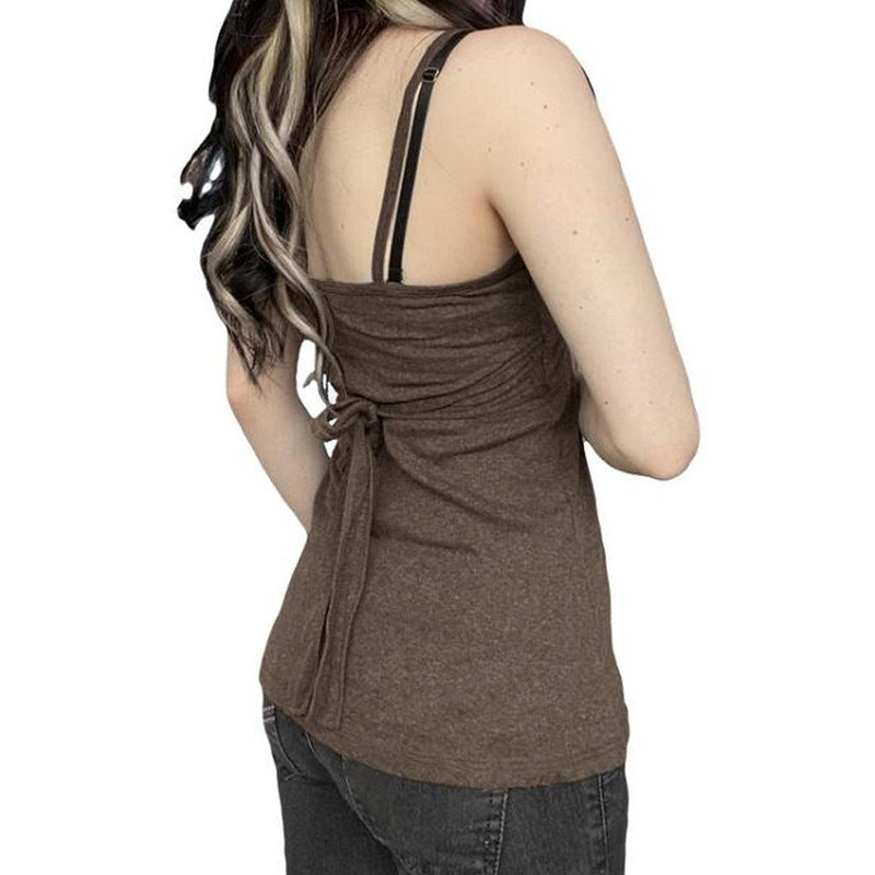 Damen Spaghetti-Trägertop mit eleganter Raffung EB