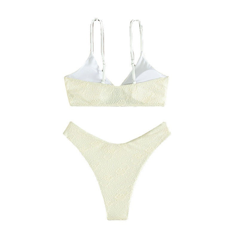 Damen Triangel-Bikini mit V-Ausschnitt und dekorativem Ring EB