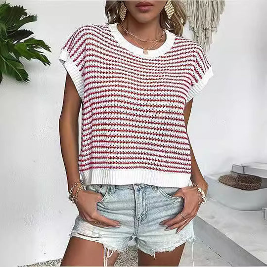 Damen lässiges Strickoberteil mit modernem Muster und weitem Schnitt EB