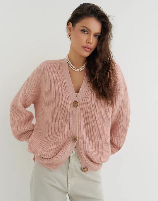 Damen lässige Strickjacke mit praktischen Knopfdetails und OHNE Einschränkung EB