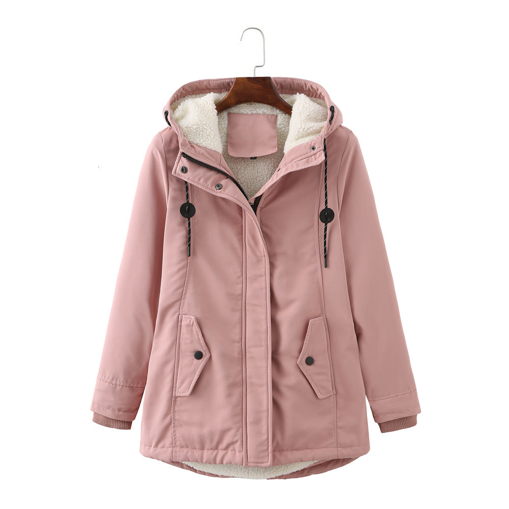 Damen warme Fleecegefütterte Parka-Jacke mit verstellbarem Taillenzug EB