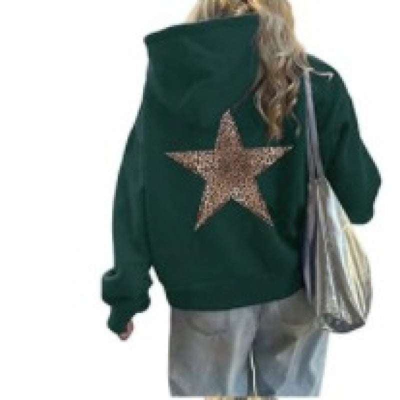 Damen Kapuzenpullover mit glitzerndem Sternmotiv EB