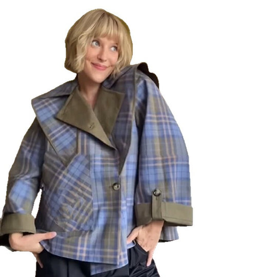Damen Modische Jacke mit außergewöhnlichem Kragen und einzigartigem Design EB