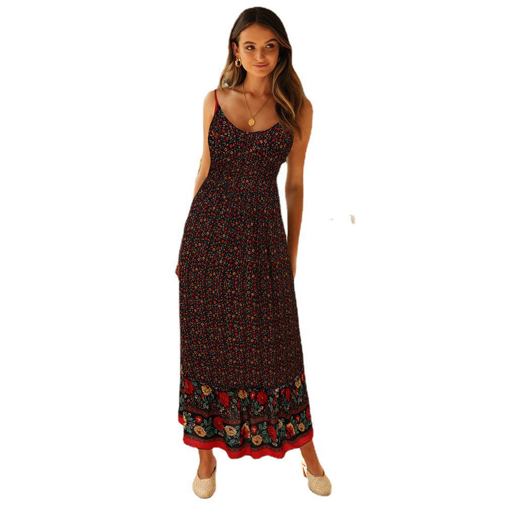 Damen Maxikleid mit floralem Druck und romantischem Saum EB