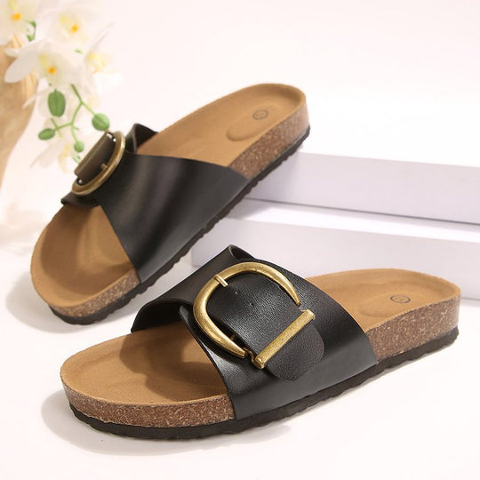Damen Komfortable Clogs mit modischem Schnallen-Detail EB