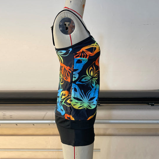 Damen Tankini mit modischem Blumenmuster und regulierbaren Trägern EB