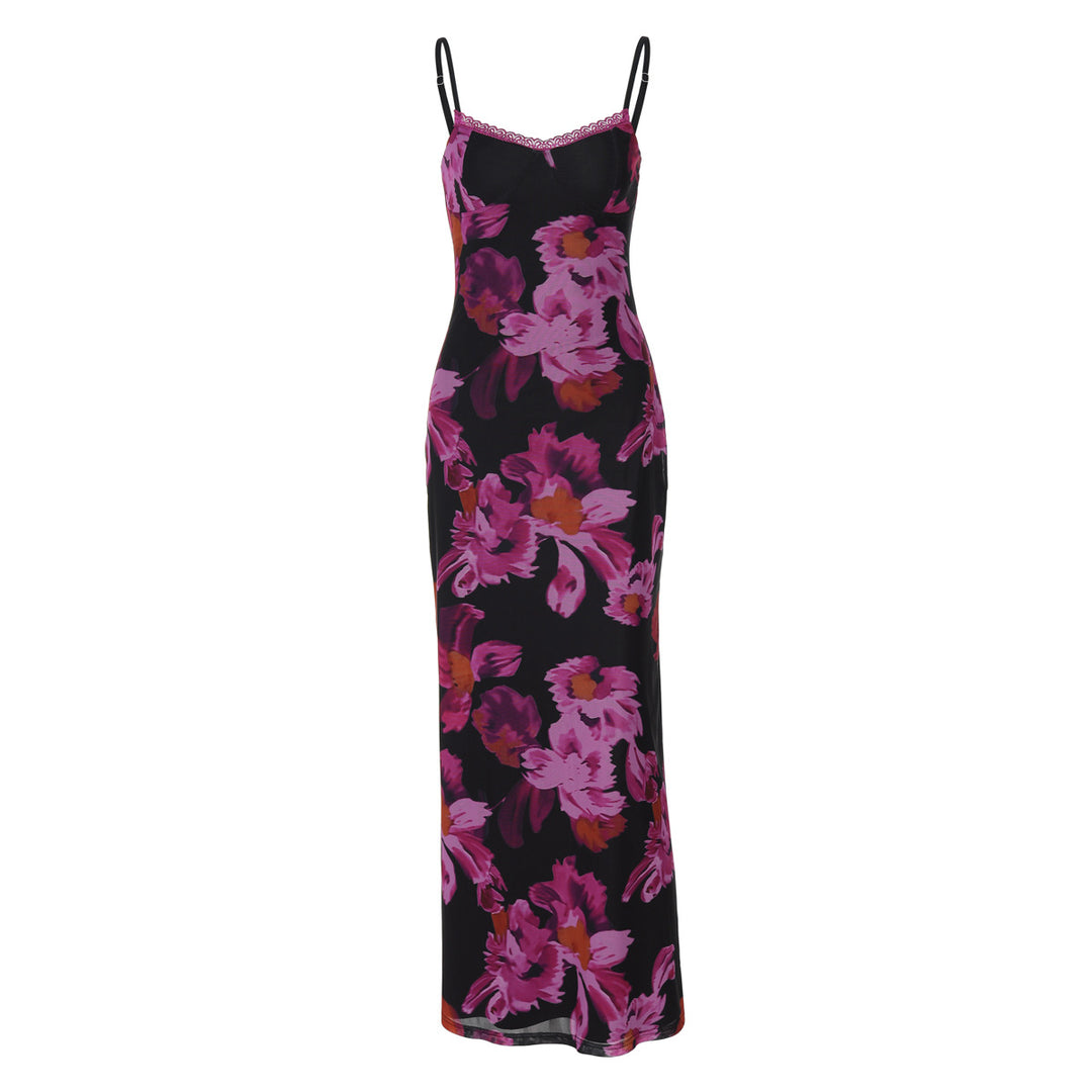 Damen Maxikleid mit feinem floralem Design und verstellbaren Trägern EB