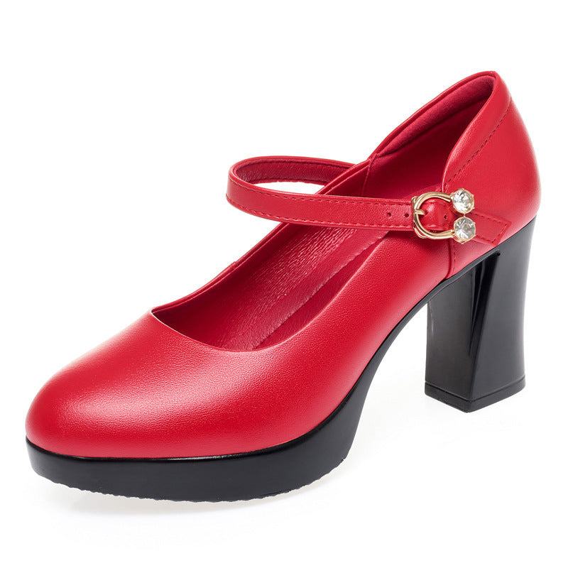 Damen Mary Jane Pumps mit Riemchen und elegantem Blockabsatz EB
