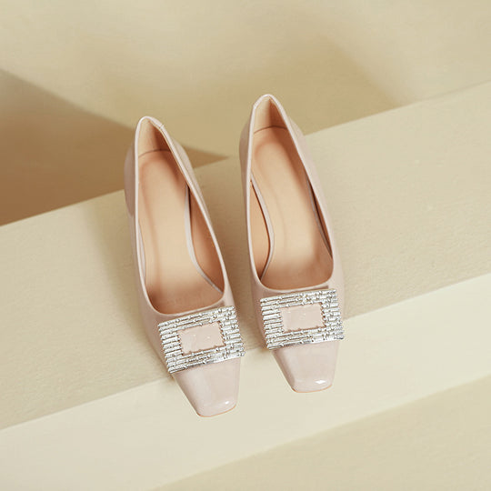 Damen elegante Pumps mit funkelnder Strassschnalle EB