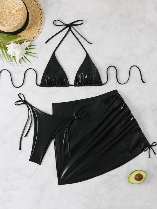 Damen Triangel-Bikini mit raffiniertem Wickelrock EB