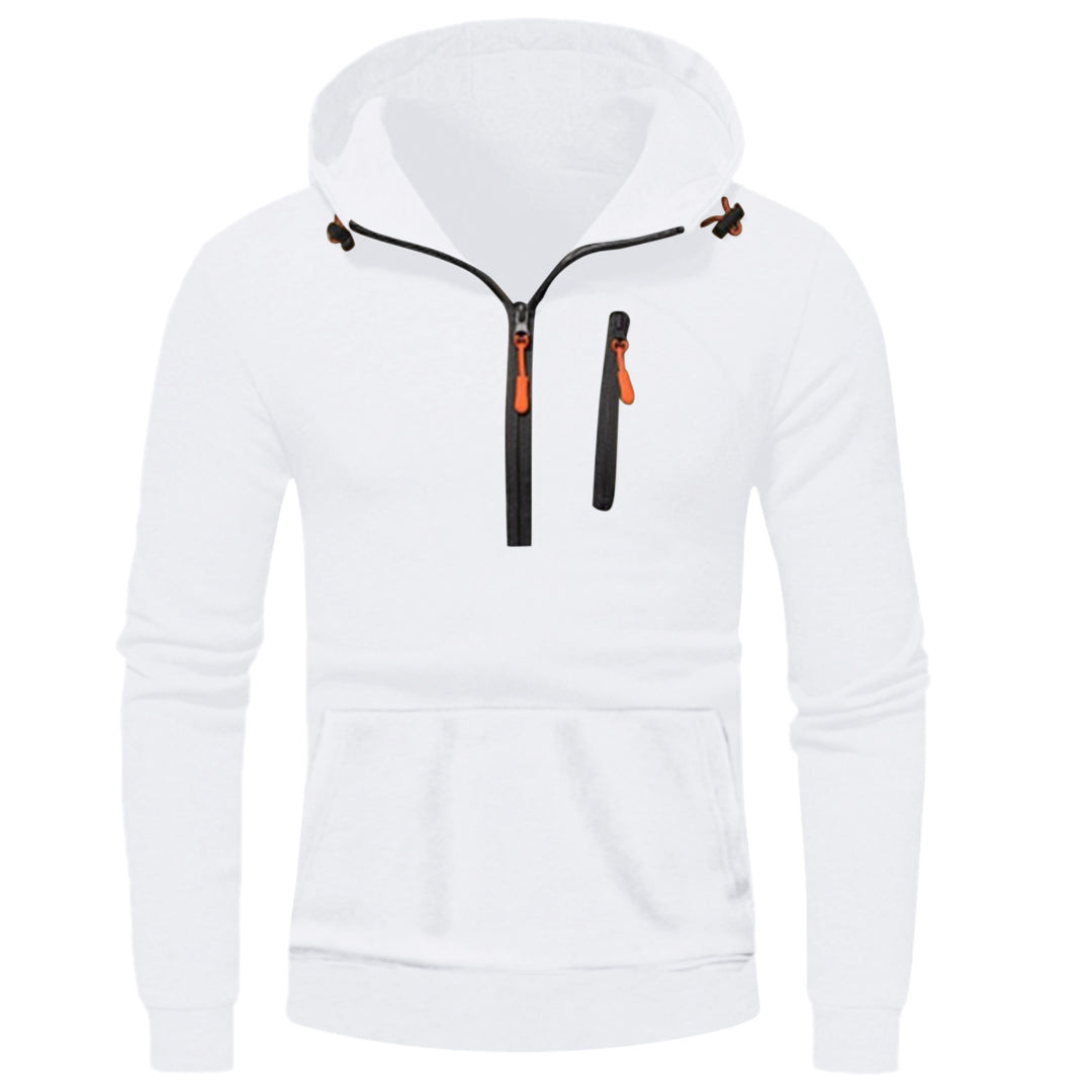 Herren moderner Kapuzenpullover mit innovativem halben Reißverschluss EB