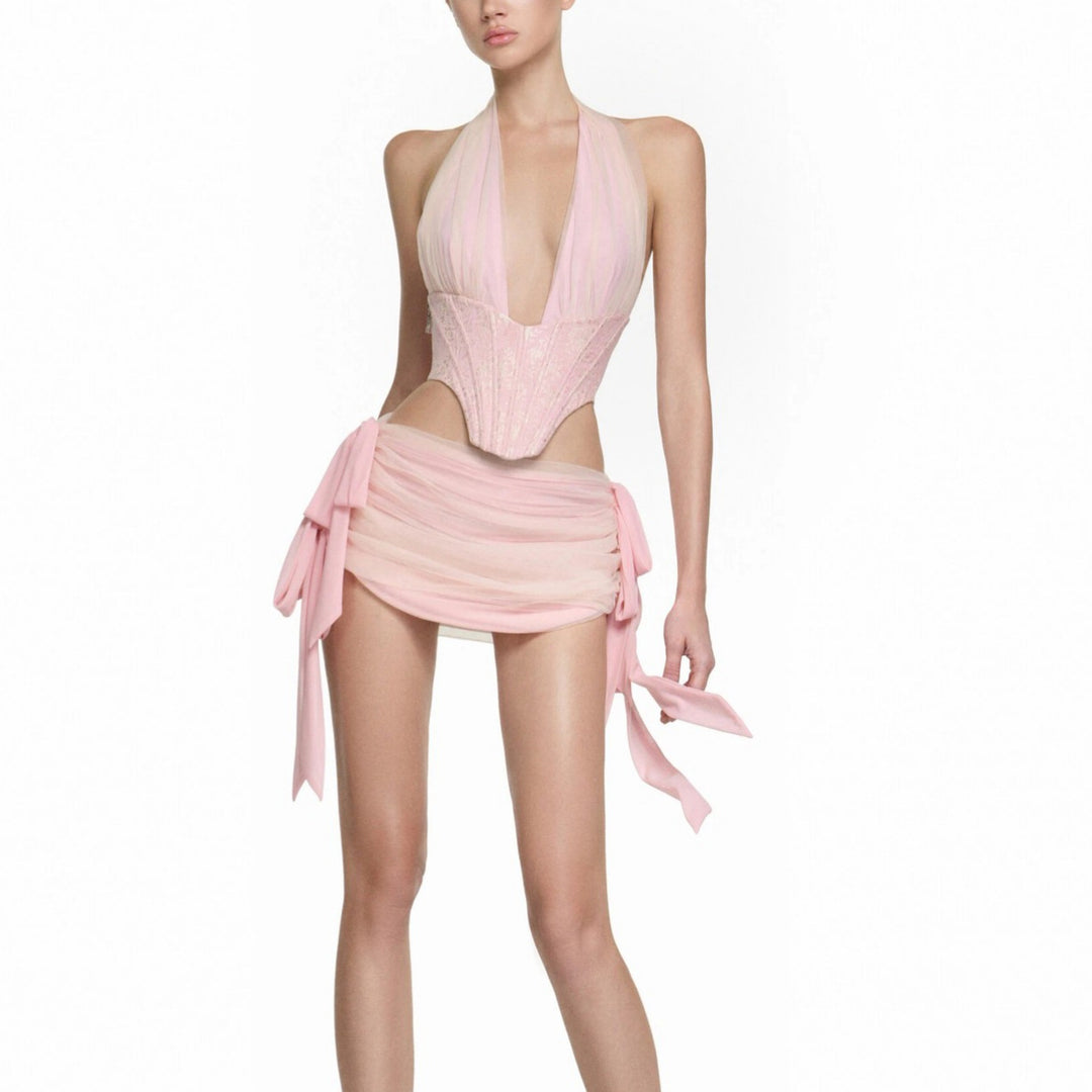 Damen Couture Bodysuit mit drapiertem Rock EB
