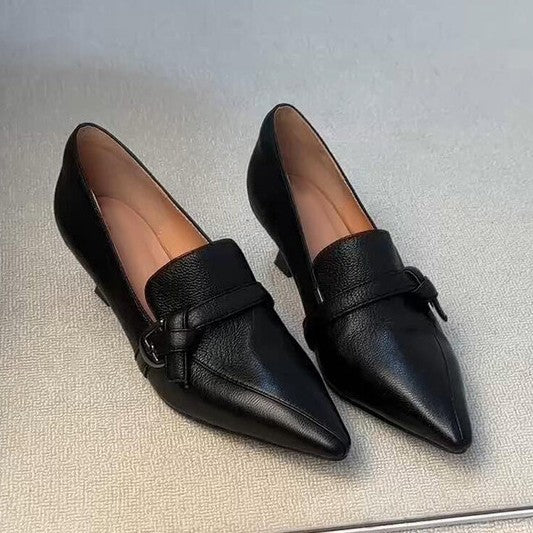 Damen elegante spitze Ballerinas mit feinem Riemen EB