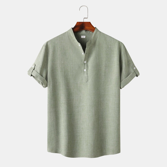 Herren Kurzarmhemd mit innovativem Henley-Ausschnitt und lässigem Design EB