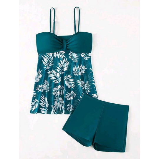 Damen Tankini-Set mit floralem Design und sportlichen Shorts EB