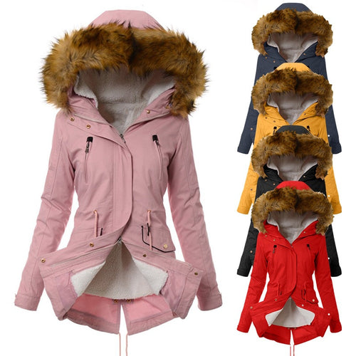 Damen Winterparka mit abnehmbaren Kunstfellkragen EB