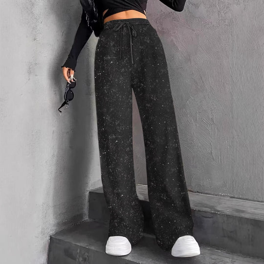 Damen nan weite Strickhose mit hochgeschnittenem Bund und Kordelzug EB
