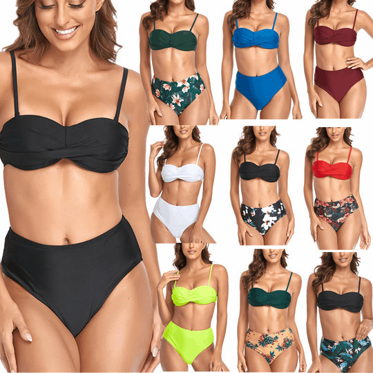 Damen Bikini-Set mit verspieltem Knotendesign und hohem Beinausschnitt EB