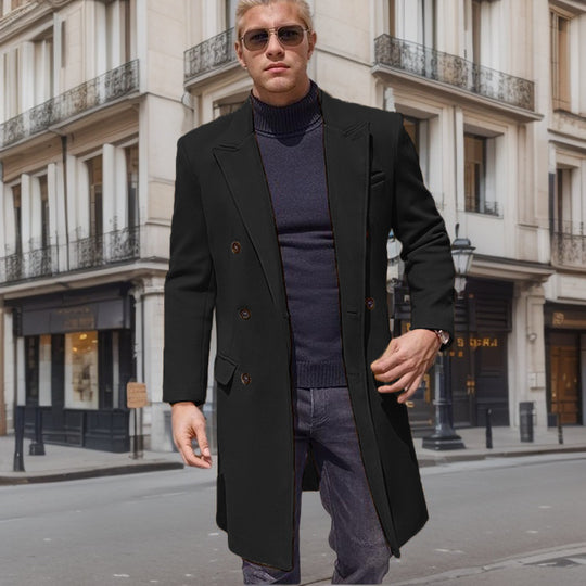 Herren eleganter Doppelknebel-Mantel mit stilvollem Schnitt und modischen Details EB