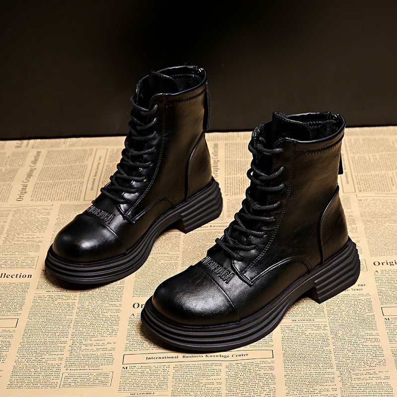 Damen Leder Combat Boots mit robustem Profil und modischem Design EB