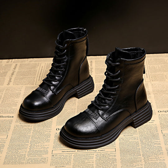 Damen Leder Combat Boots mit robustem Profil und modischem Design EB