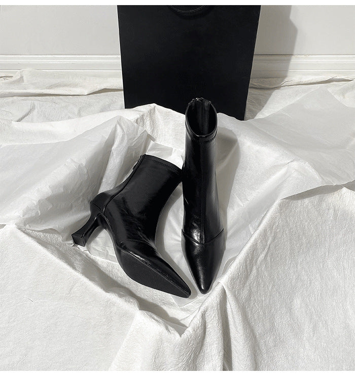 Damen Elegante High Heel Stiefeletten mit schmaler Silhouette und spitzem Design EB