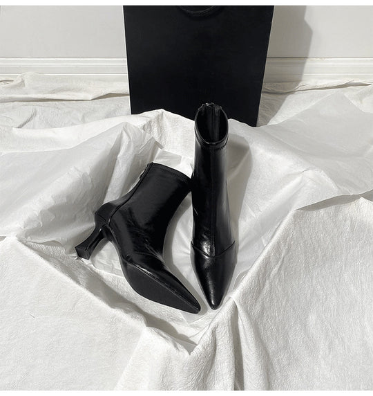 Damen Elegante High Heel Stiefeletten mit schmaler Silhouette und spitzem Design EB