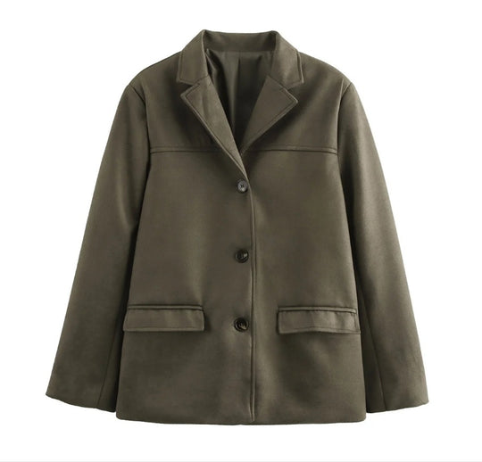 Damen modischer Blazer mit strukturiertem Stoff und zwei Taschen EB