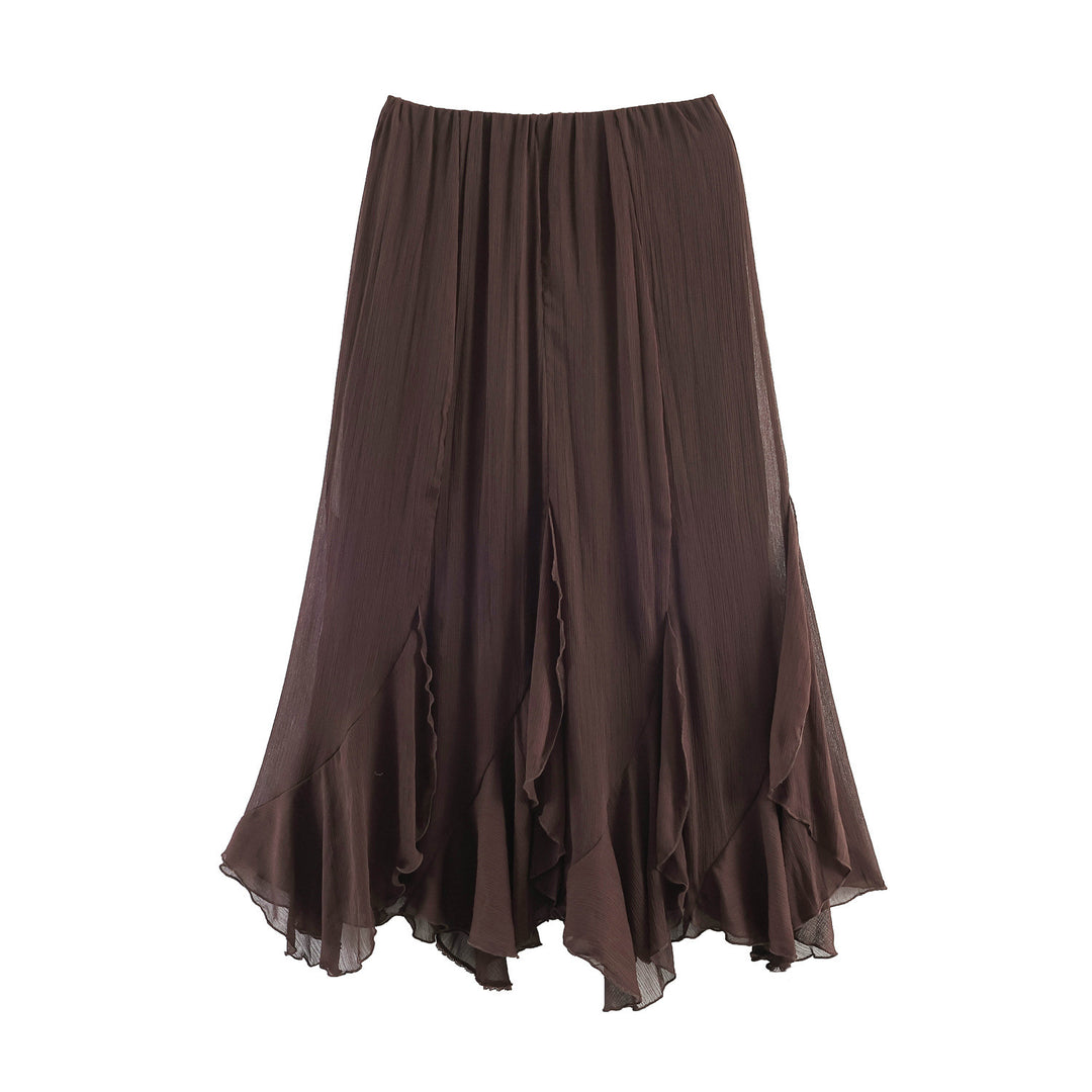 Damen Eleganter, fließender Maxirock mit Volants EB