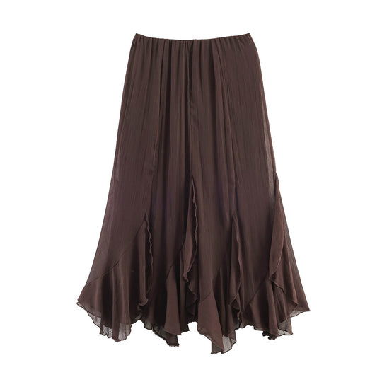 Damen Eleganter, fließender Maxirock mit Volants EB