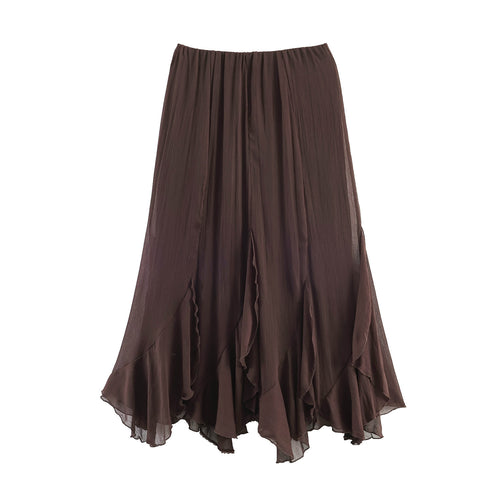 Damen Eleganter, fließender Maxirock mit Volants EB