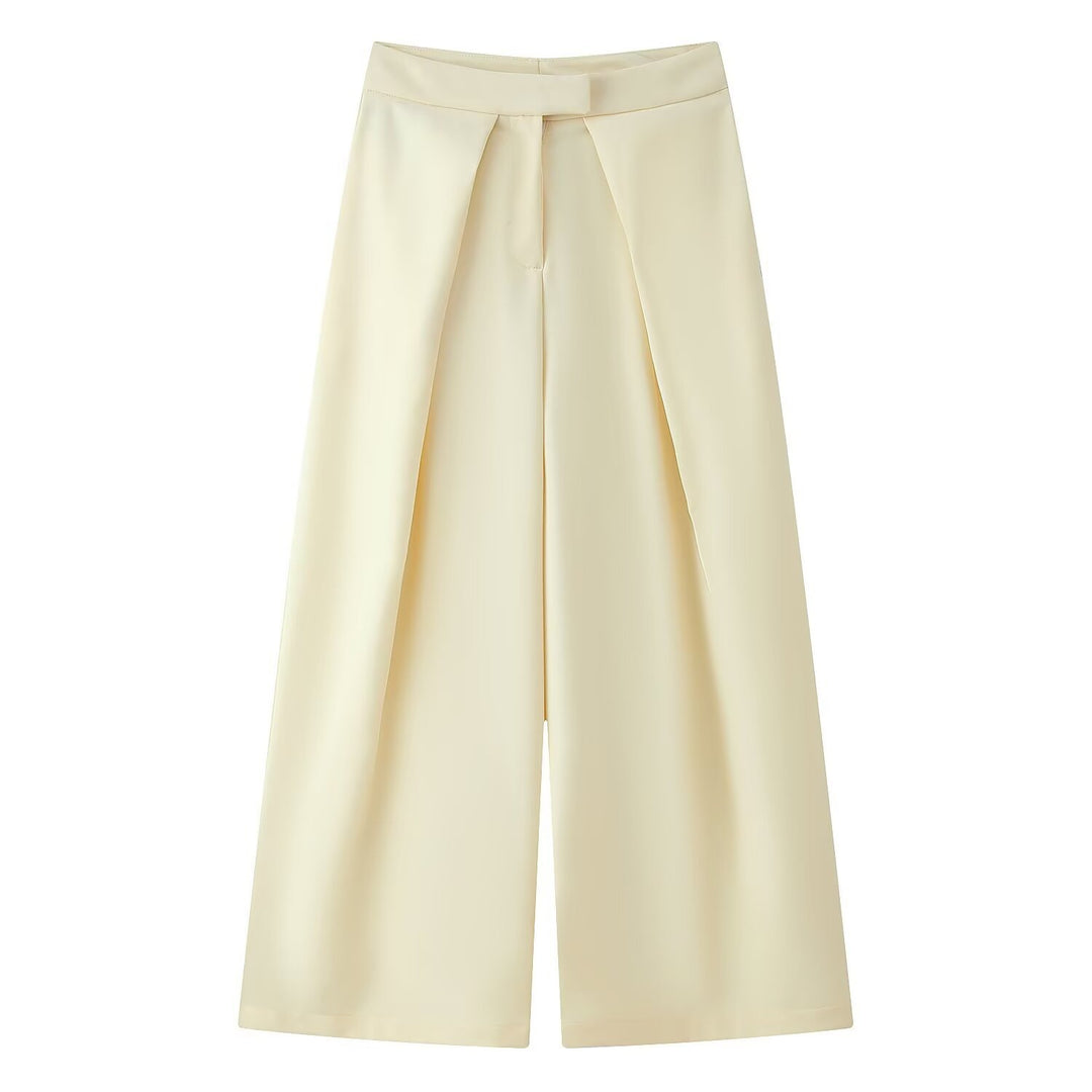 Damen weit geschnittene Culotte-Hose mit eleganten Falten und hohem Bund EB