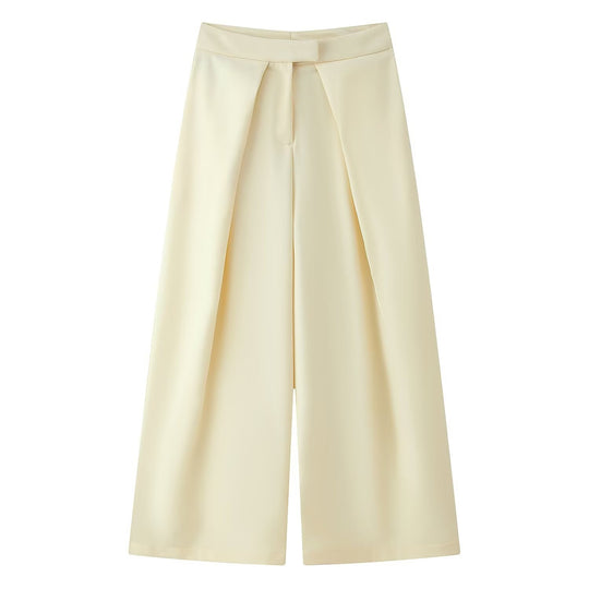 Damen weit geschnittene Culotte-Hose mit eleganten Falten und hohem Bund EB
