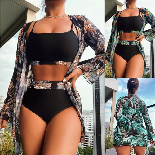 Damen Raffiniertes Bikini-Set mit transparentem Wickeltuch EB