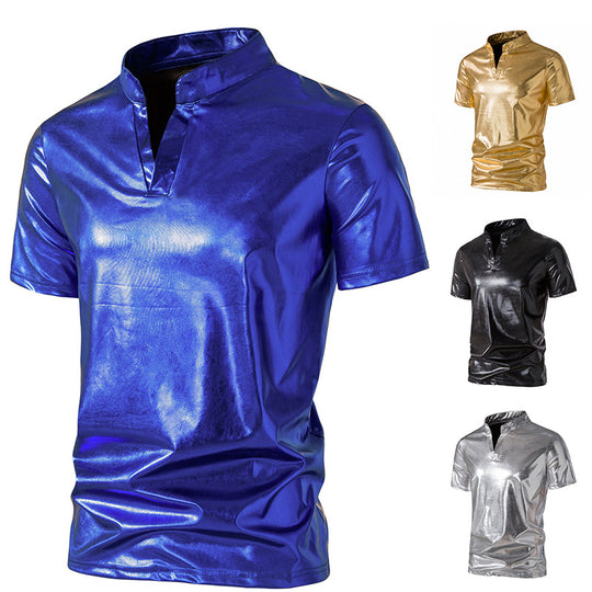 Herren Hochglänzendes Poloshirt mit modernem Stehkragen EB