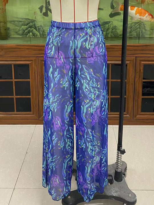 Damen Elegante Strandhose mit floralem Muster EB