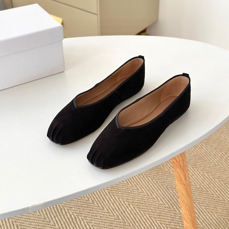 Damen Mokassin-Ballerinas aus weichem Veloursleder EB