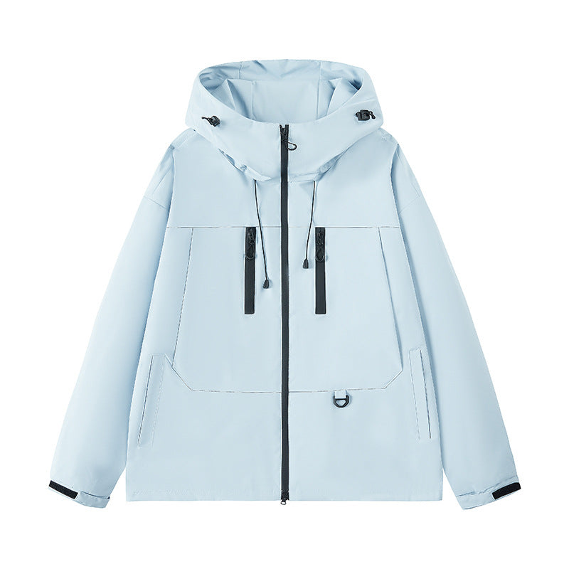 Herren wasserabweisende Outdoor-Jacke mit verstellbarer Kapuze und multifunktionalen Taschen EB