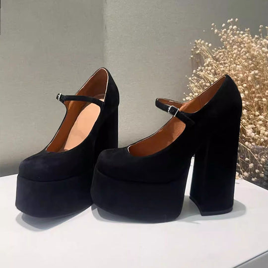 Damen Plateau High Heels mit verstellbarem Riemchen EB
