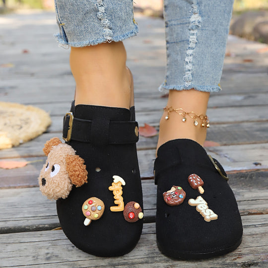 Damen Bequeme Clogs mit süßem Dekor und verstellbarem Riemen EB