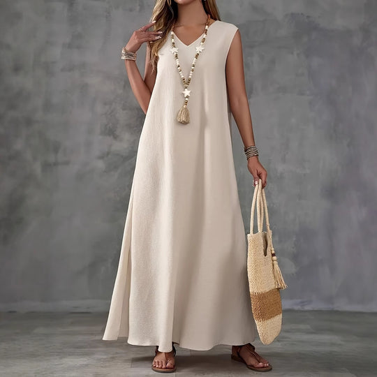 Damen Maxikleid mit schickem V-Ausschnitt und seitlichen Schlitzen EB