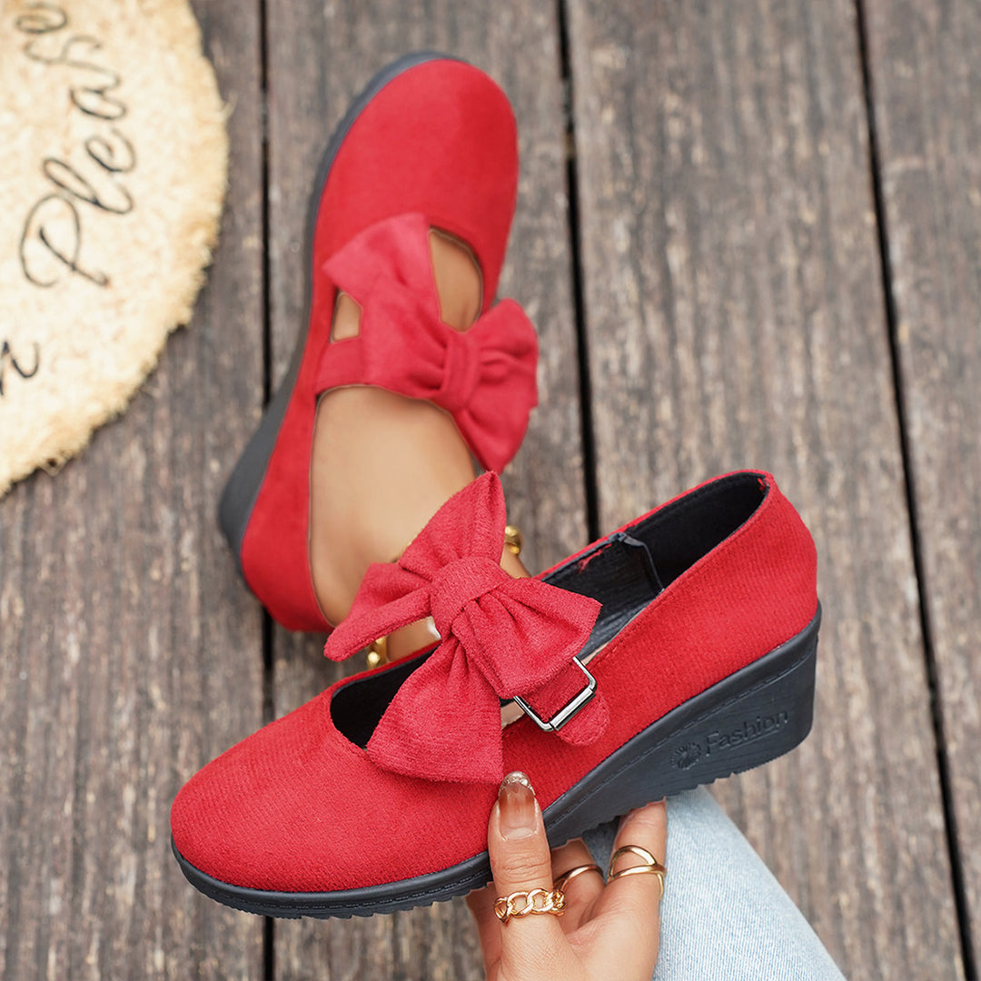 Damen Wedge-Sandalen mit dekorativem Schleifen-Detail EB