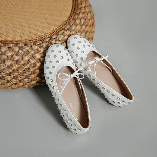 Damen Ballerinas mit dekorativen Strassapplikationen und modischem Schleifendesign EB
