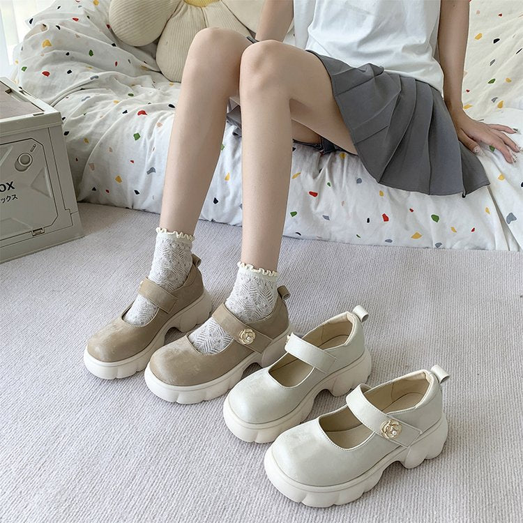 Damen modische Mary Jane Schuhe mit dekorativer Schnalle und komfortabler Sohle EB