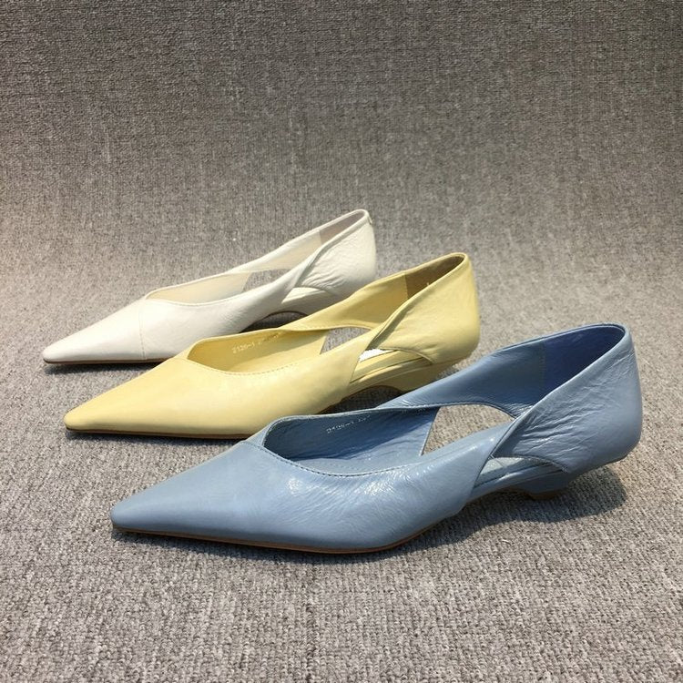 Damen Raffinierte Spitze Ballerinas mit Geschmeidiger Lederoberfläche EB